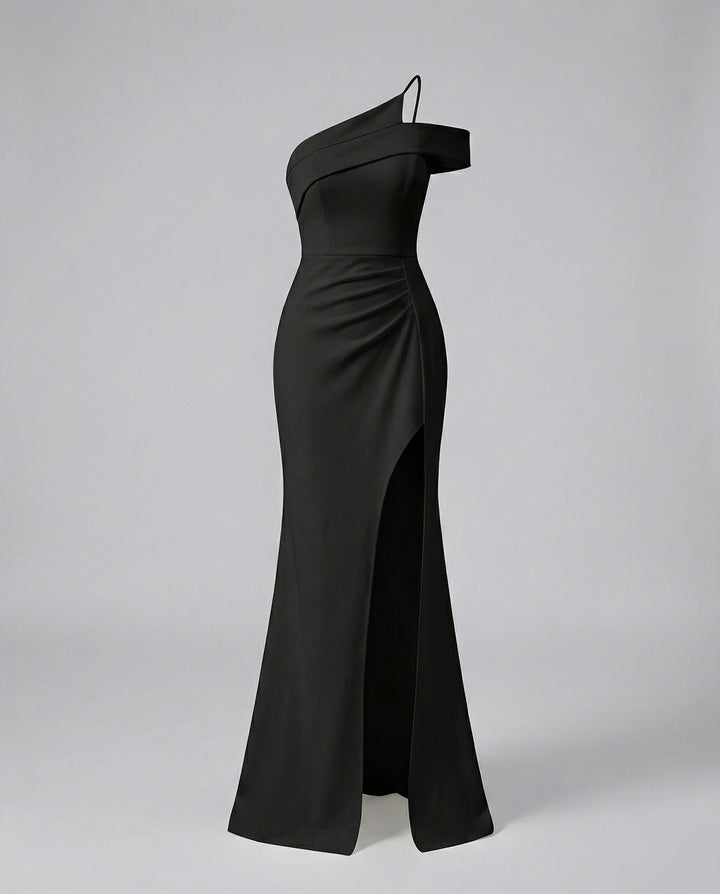 Women's Asymmetrical Maxi Dress with One-Shoulder Strap