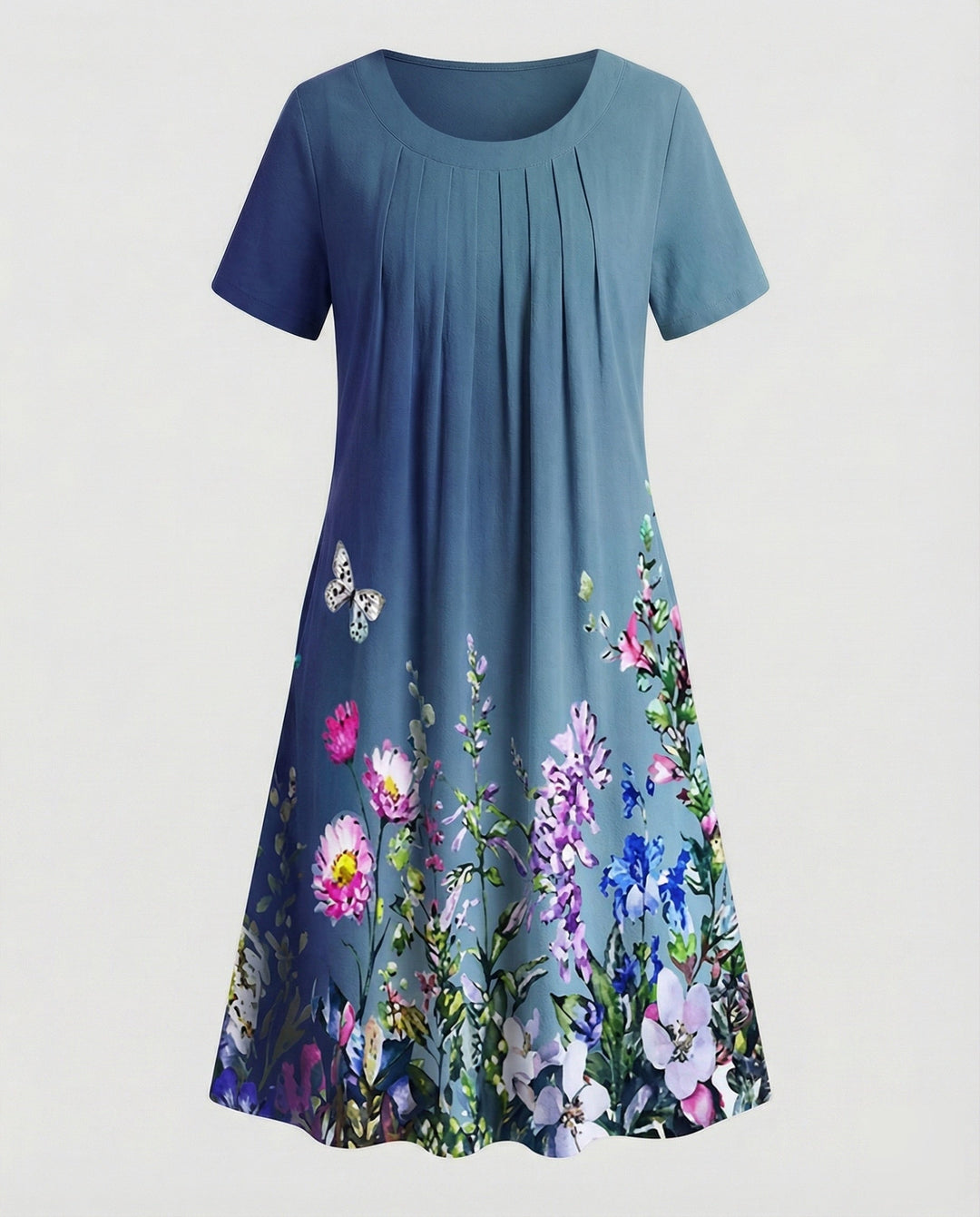 Women’s A-Line Dress with Vertical Floral Print