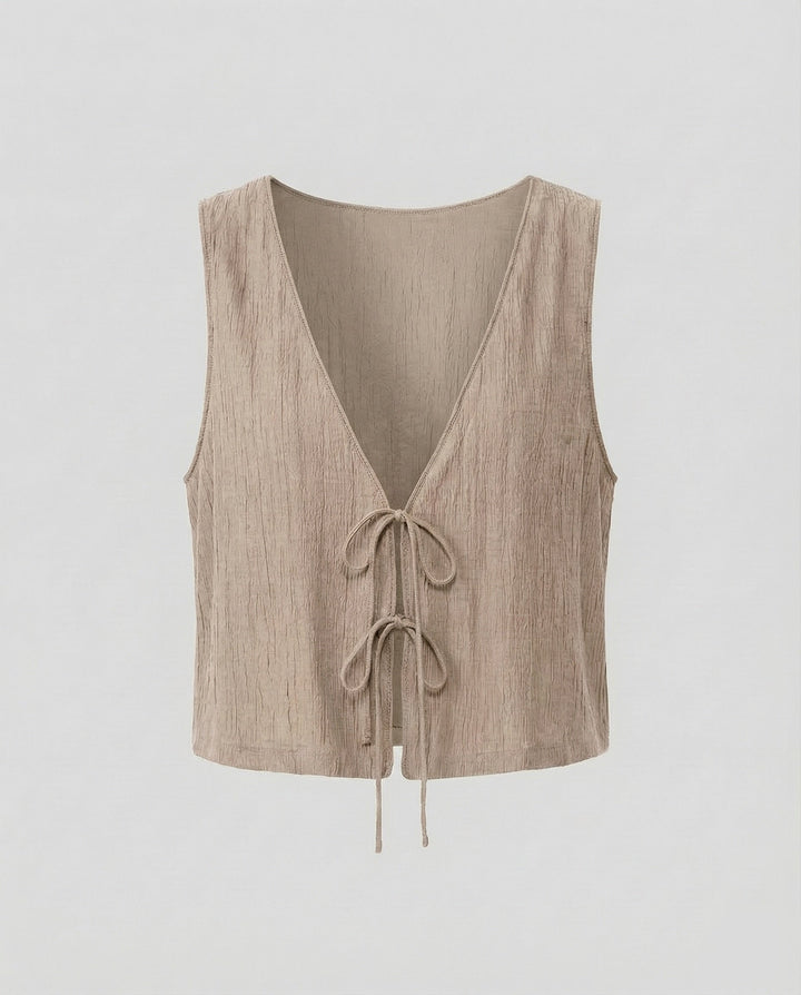 Women's Sleeveless Crop Top with Double Ties