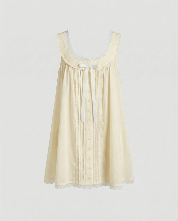 Women's Babydoll Mini Dress Airy Round Neck, view 8 - Elena Harper