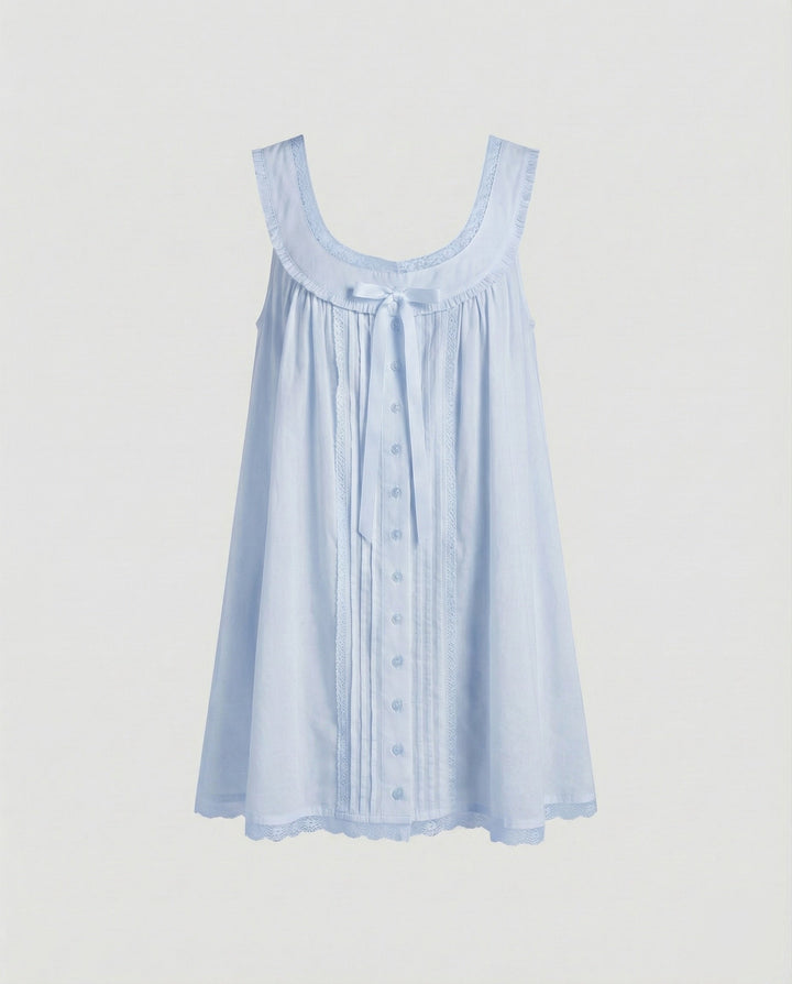Women's Babydoll Mini Dress Airy Round Neck, view 6 - Elena Harper