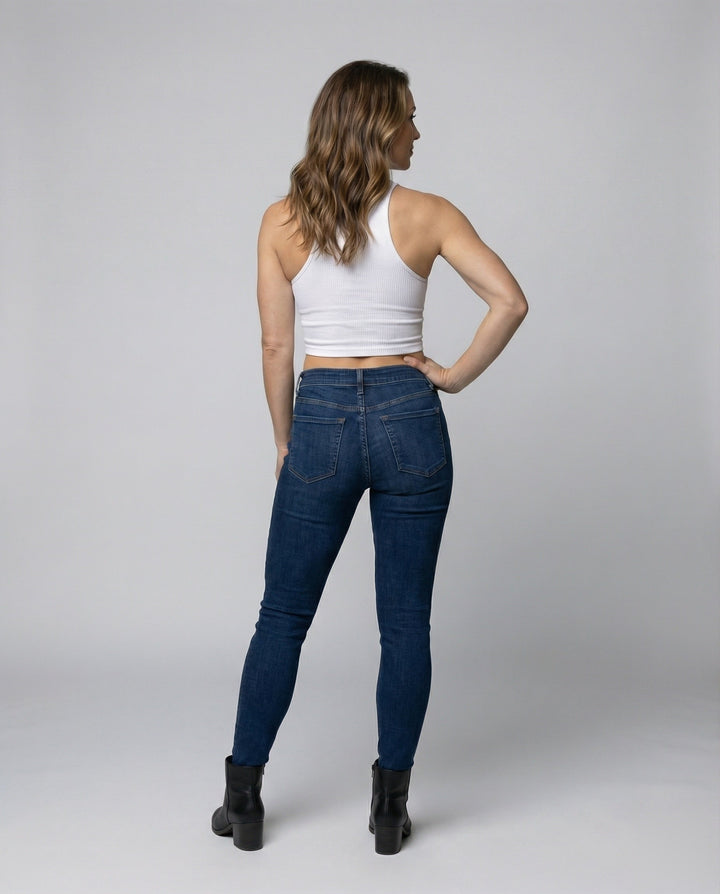 Women's Athletic Crew Neck Ribbed Crop Top