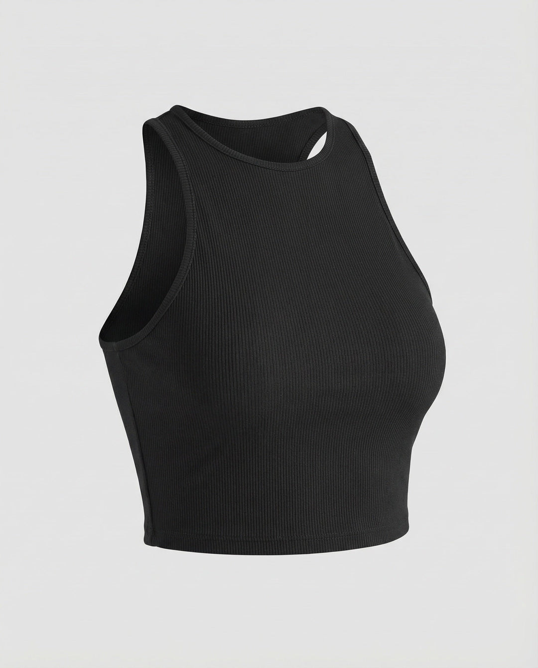 Women's Athletic Crew Neck Ribbed Crop Top