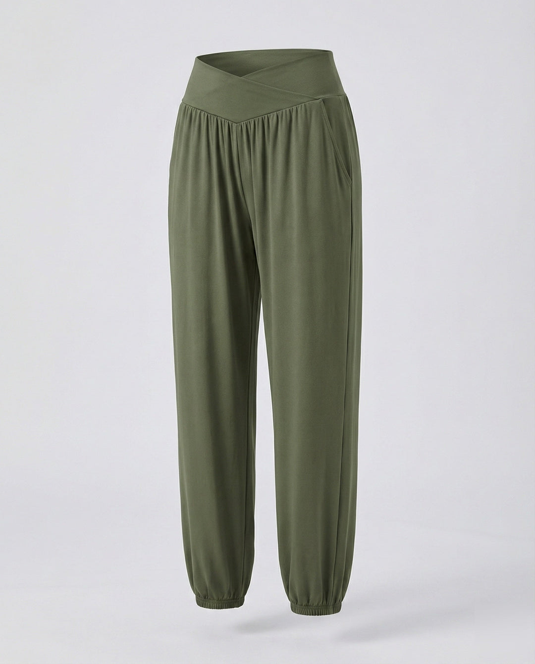Women's Comfortable V-Waist Design Mixed Fabric Comfort Jogger Pants