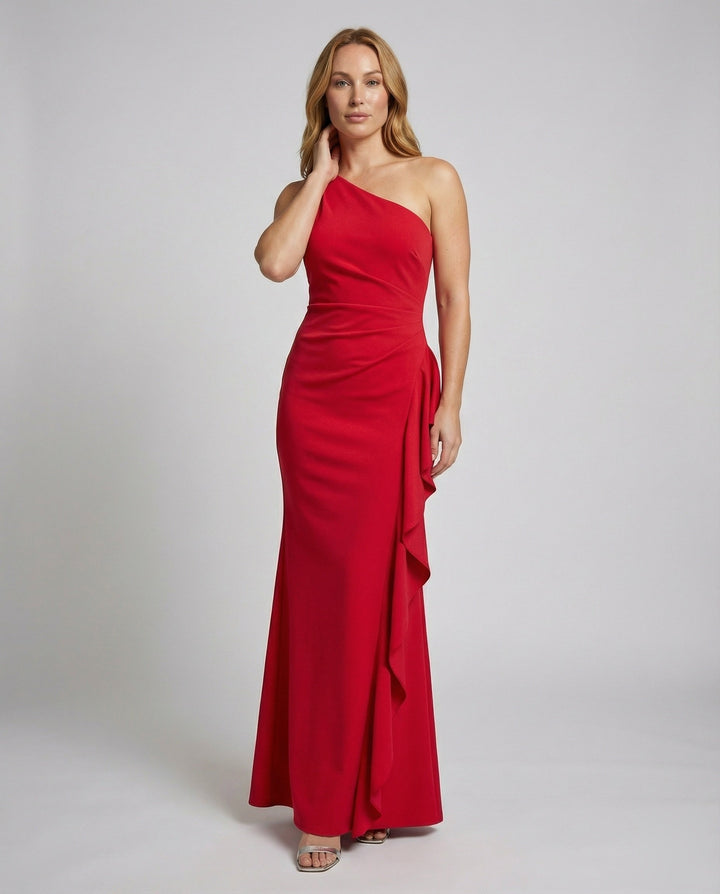 Women's Evening Maxi Dress Asymmetric Ruching Ruffle