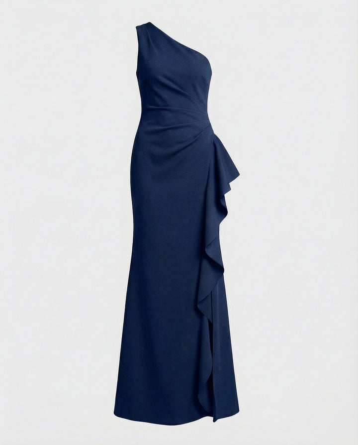Women's Evening Maxi Dress Asymmetric Ruching Ruffle