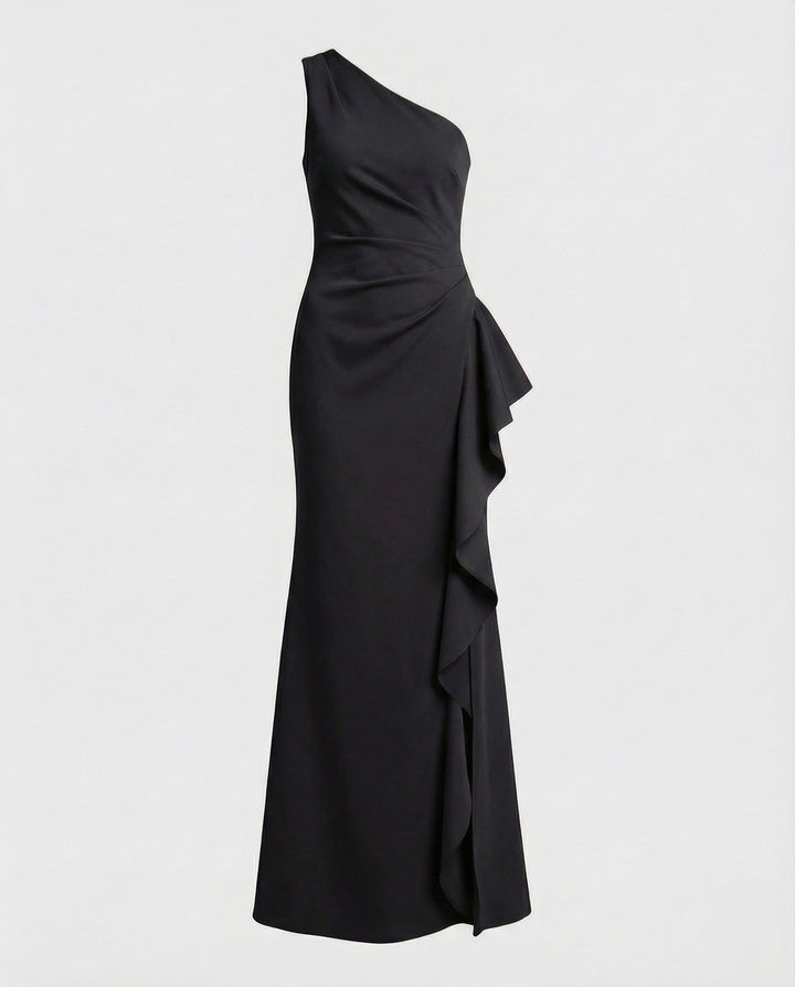 Women's Evening Maxi Dress Asymmetric Ruching Ruffle