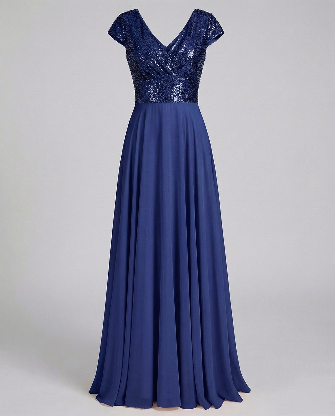 Women's Evening Dress Satin Look Cap Sleeves Bodice