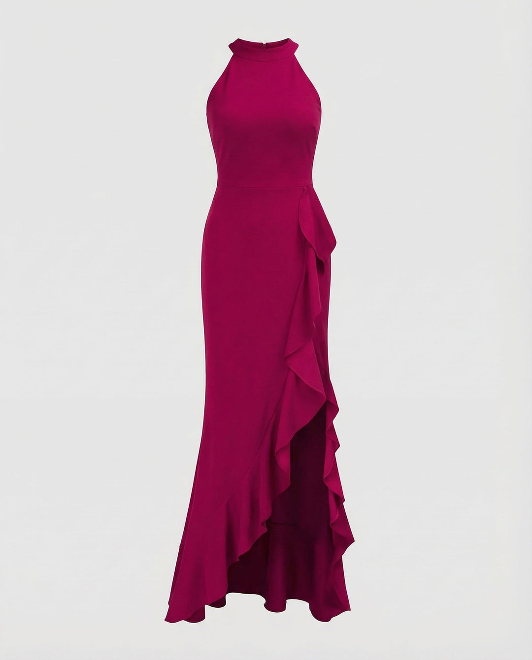 Women's Evening Dress Halter Ruffle Slit