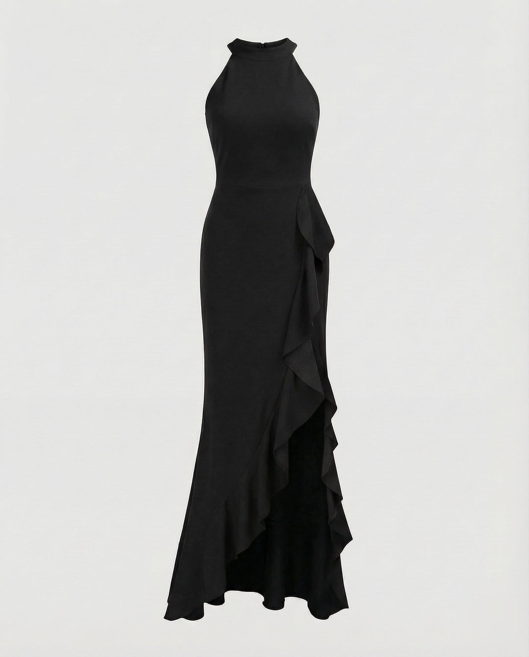 Women's Evening Dress Halter Ruffle Slit