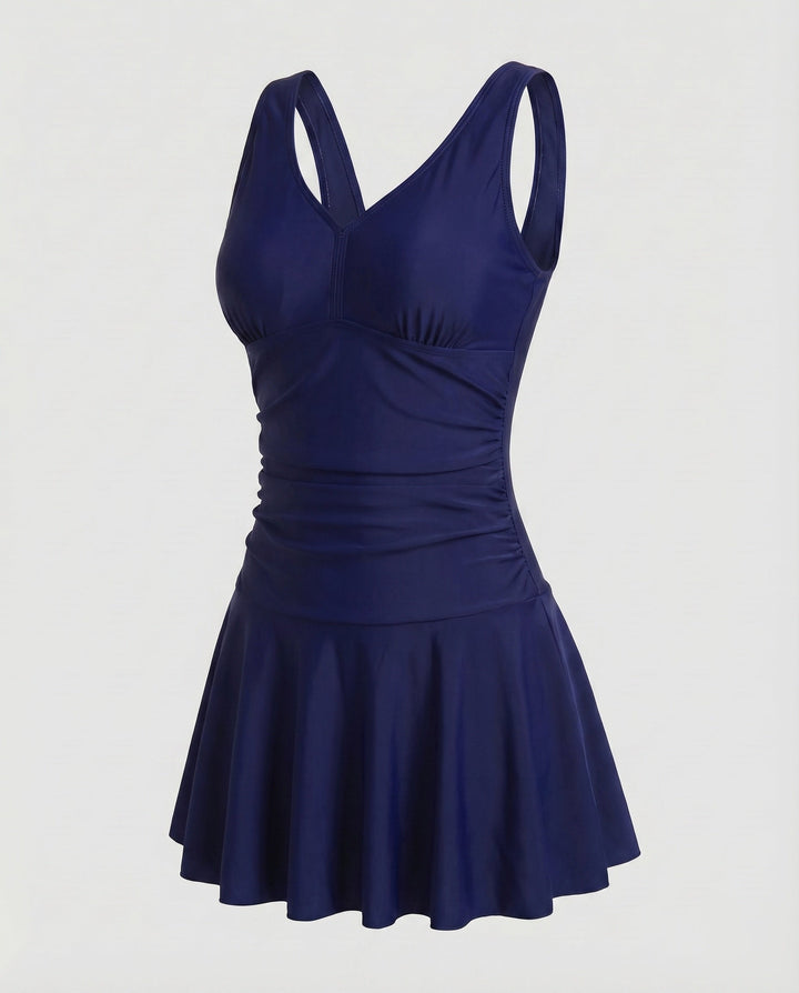 Women's Swimsuit V-Neck Ruching Flared