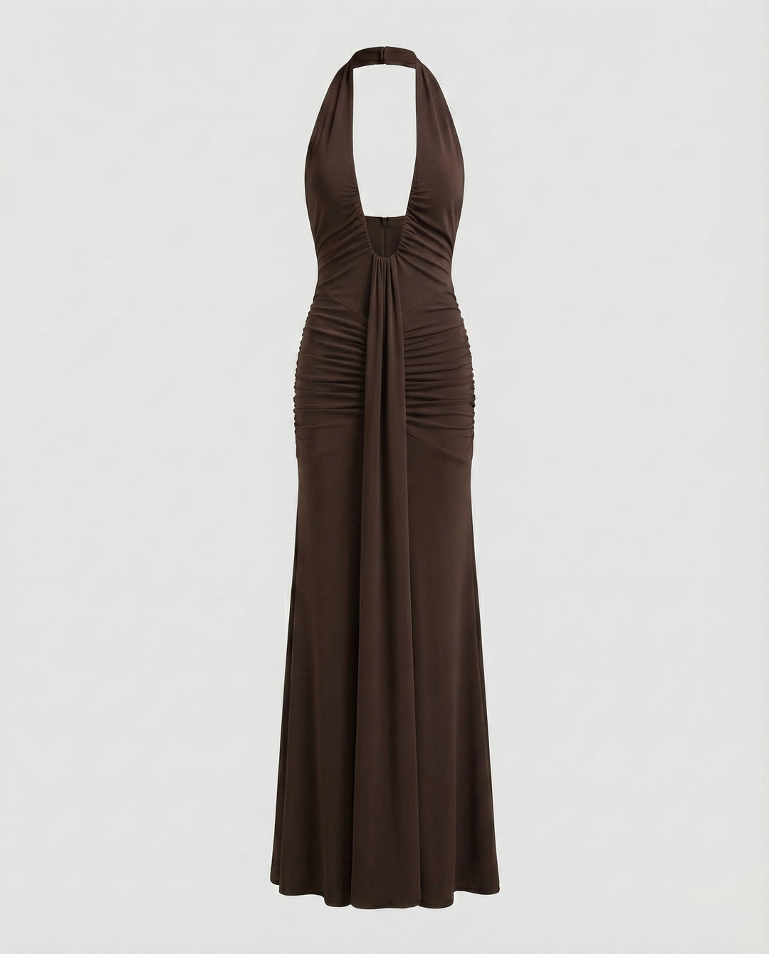 Women's Evening Dress Halter Neck Deep Cut Draping