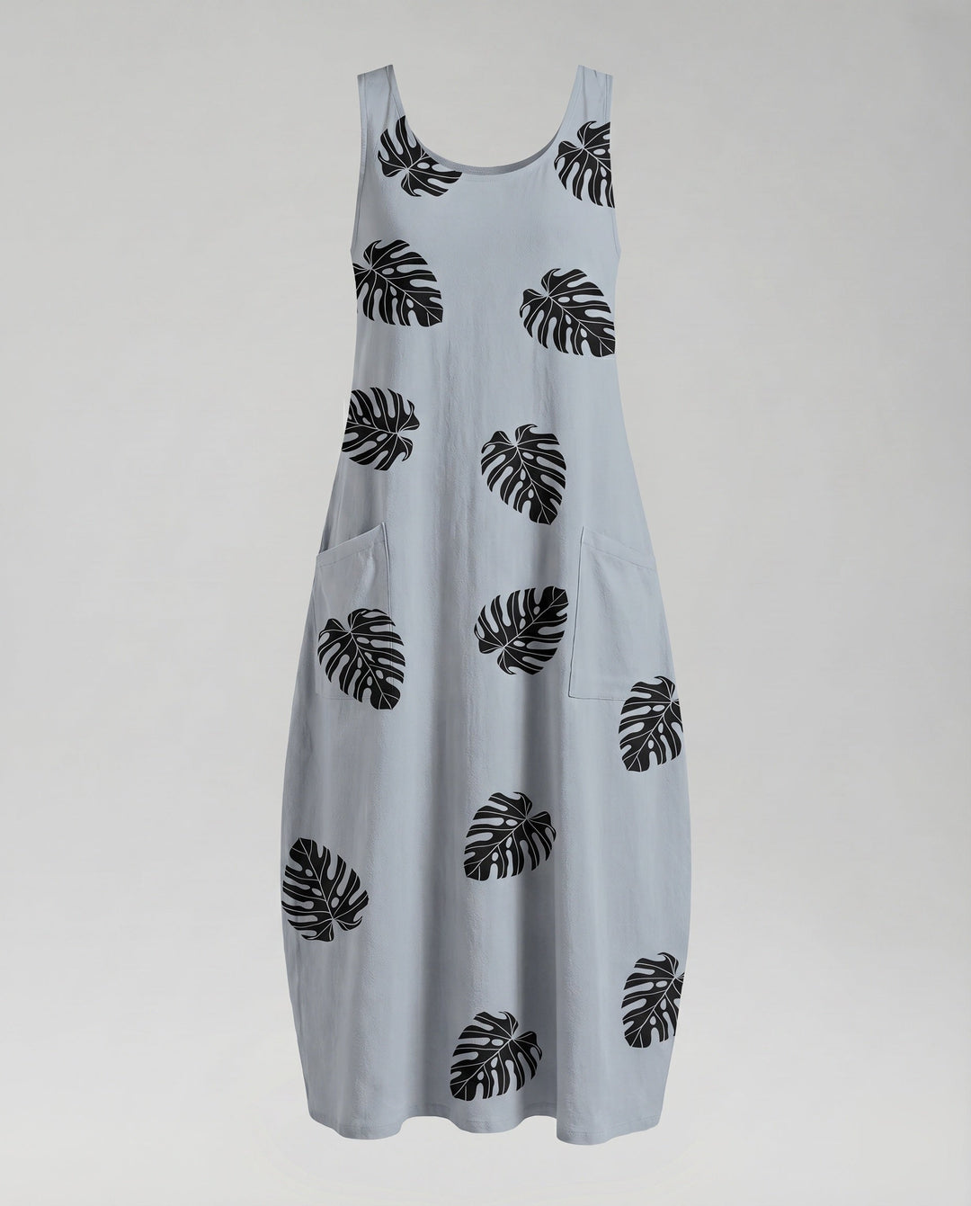 Women's Sleeveless Maxi Dress Watercolor Flowers Side Pockets Flowy