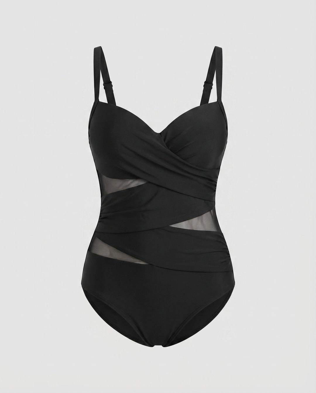 Women's Swimsuit Wrap Top Tulle Inserts Ruching