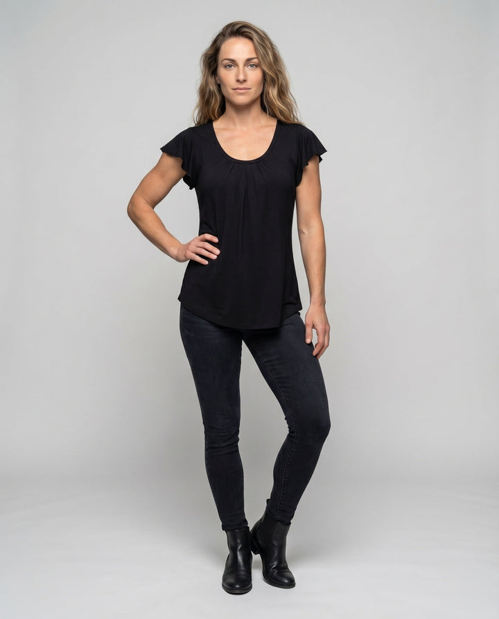 Women's A-Line Tunic V-Neck Ruffle Sleeves Gathering