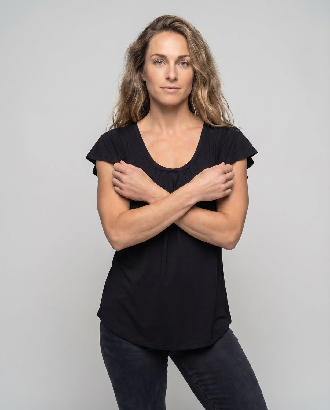 Women's A-Line Tunic V-Neck Ruffle Sleeves Gathering