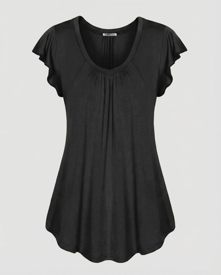 Women's A-Line Tunic V-Neck Ruffle Sleeves Gathering