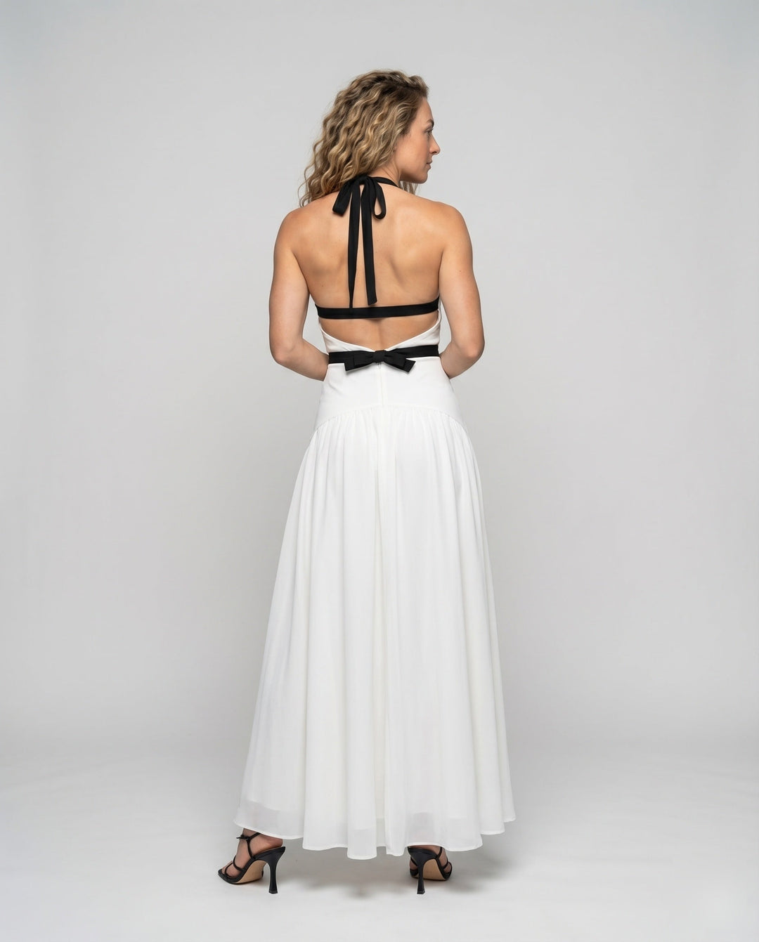 Women's Evening Dress Corset Chiffon Skirt Halter V-Neck