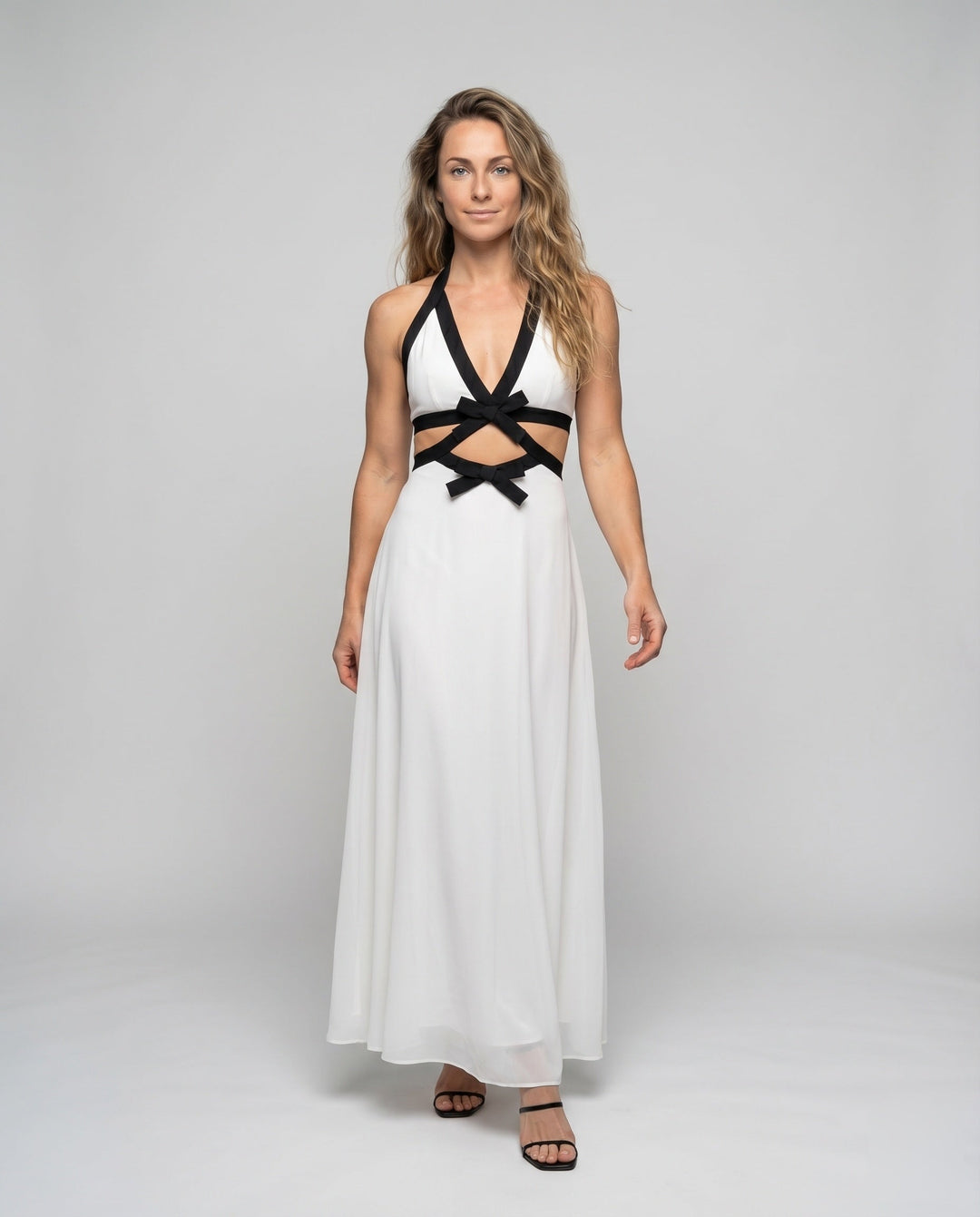 Women's Evening Dress Corset Chiffon Skirt Halter V-Neck