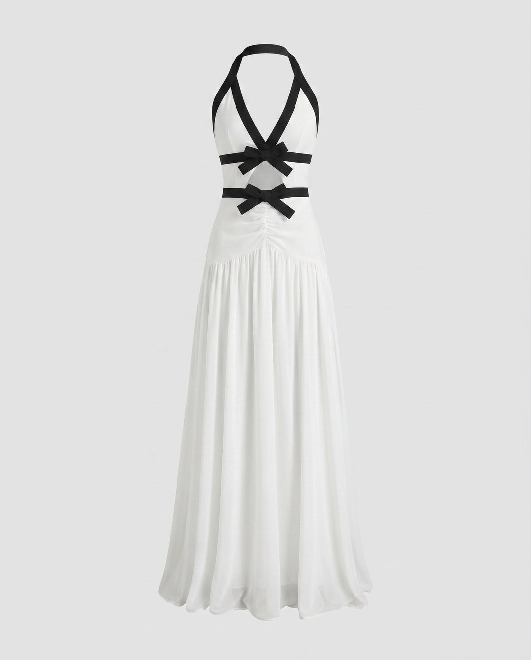 Women's Evening Dress Corset Chiffon Skirt Halter V-Neck