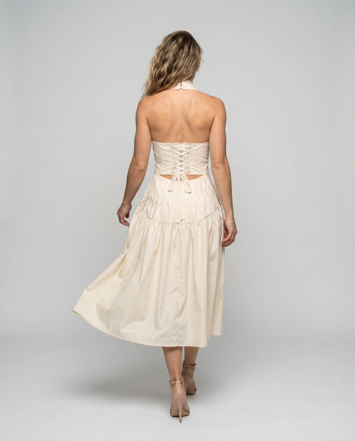 Women's Evening Dress Bodice Bell Skirt Vintage Glamour