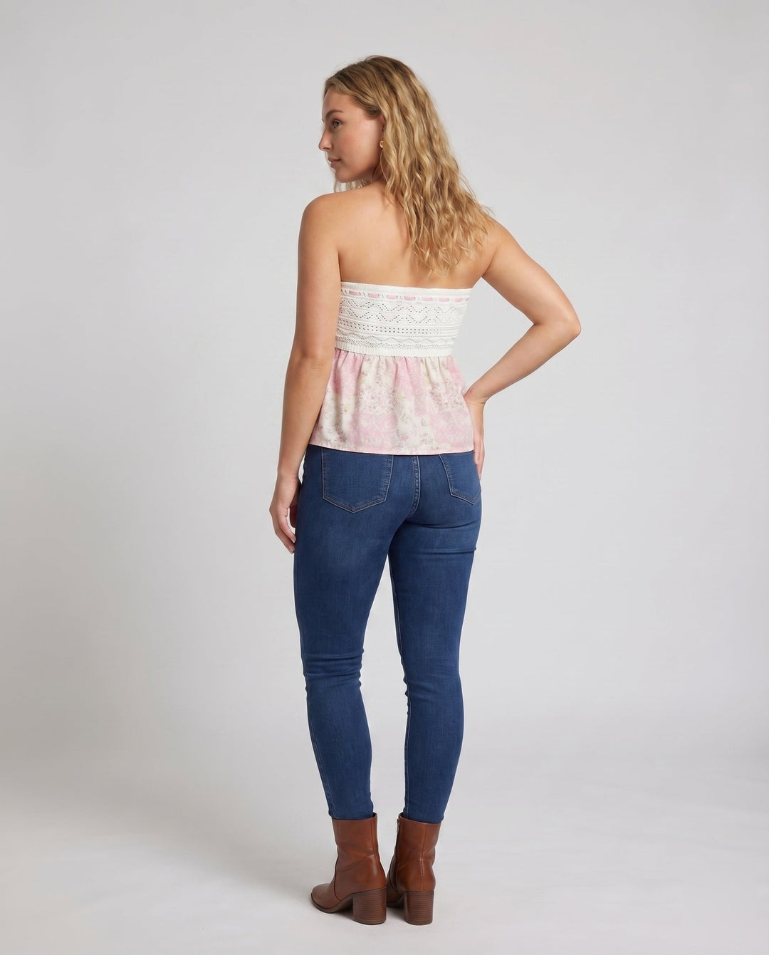 Women's Sleeveless Blouse Top with Romantic Cut and Ruffle Details, view 3 - Elena Harper