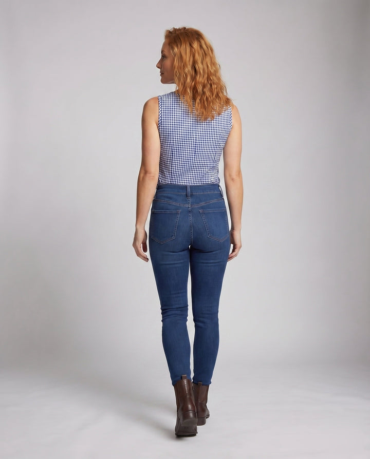 Women's Sleeveless Viscose Top with Check Pattern