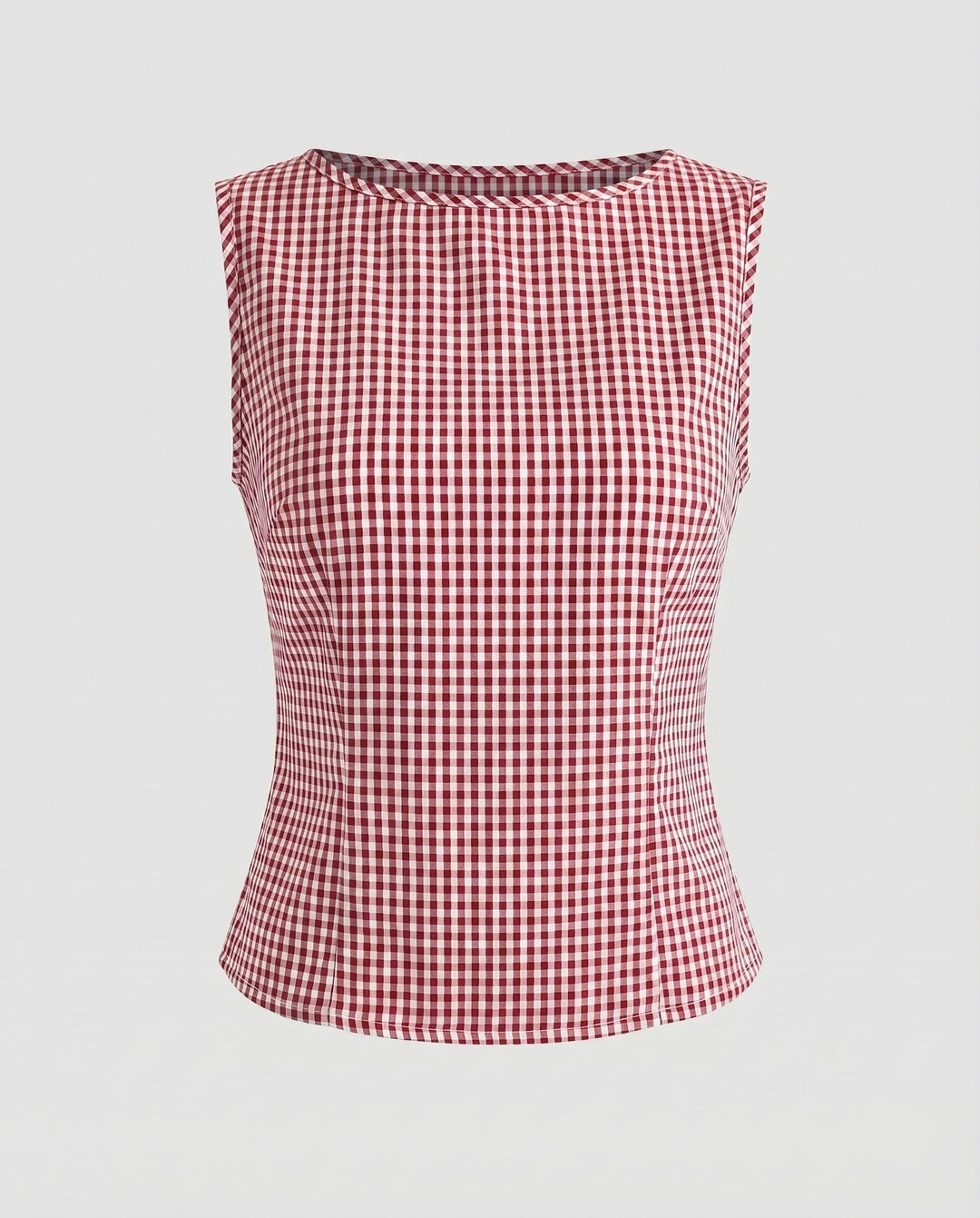 Women's Sleeveless Viscose Top with Check Pattern