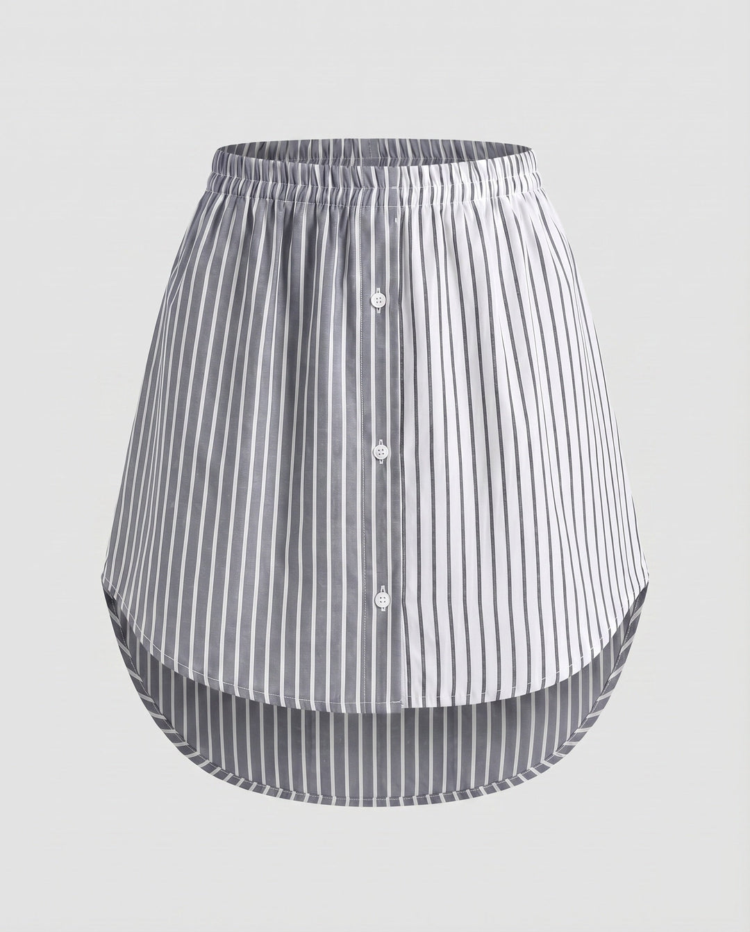Women's Asymmetrical Skirt with Button Details and Striped Design