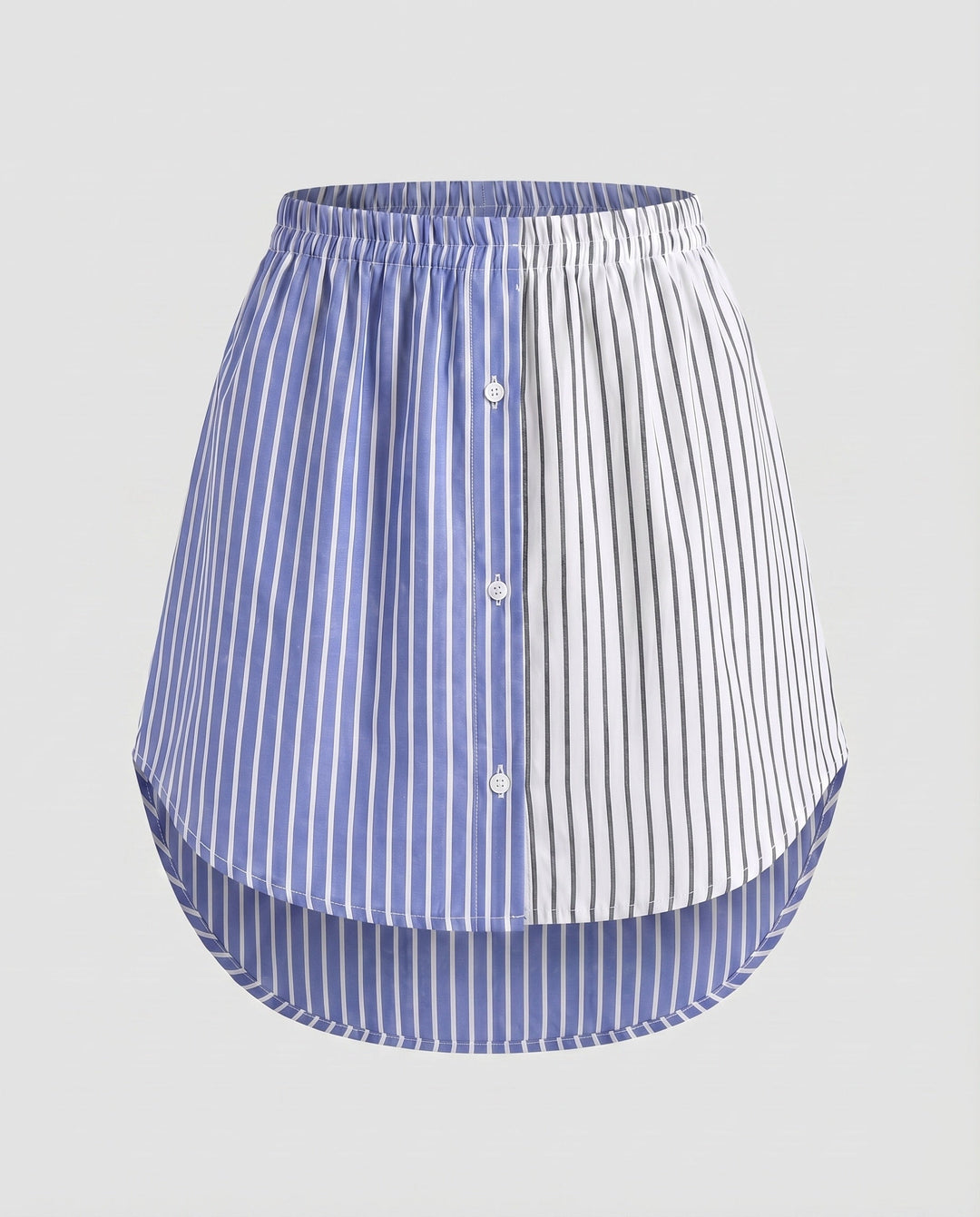 Women's Asymmetrical Skirt with Button Details and Striped Design