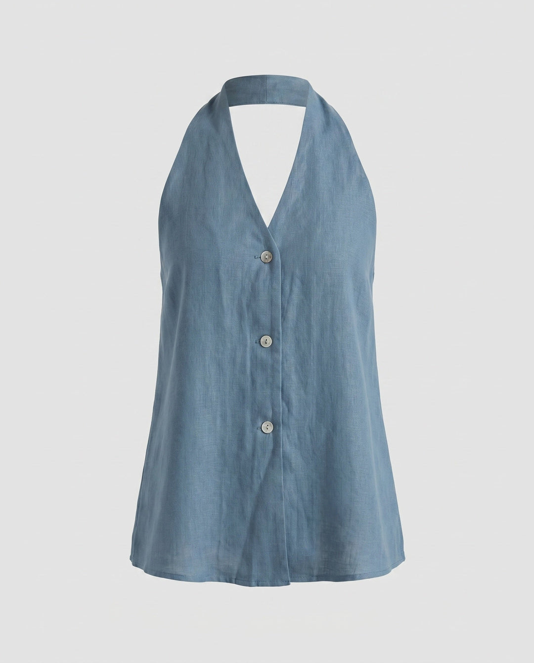 Women's Sleeveless Linen Top with Deep V-Neck