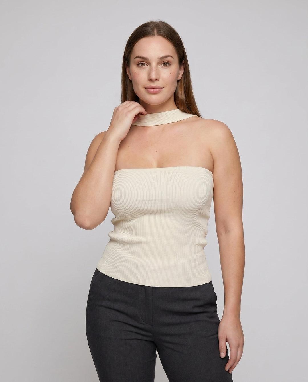 Women's Sleeveless Top with Stylish Halter Design, view 2 - Elena Harper