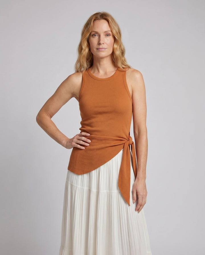 Women's Sleeveless Wrap Top with Decorative Knot