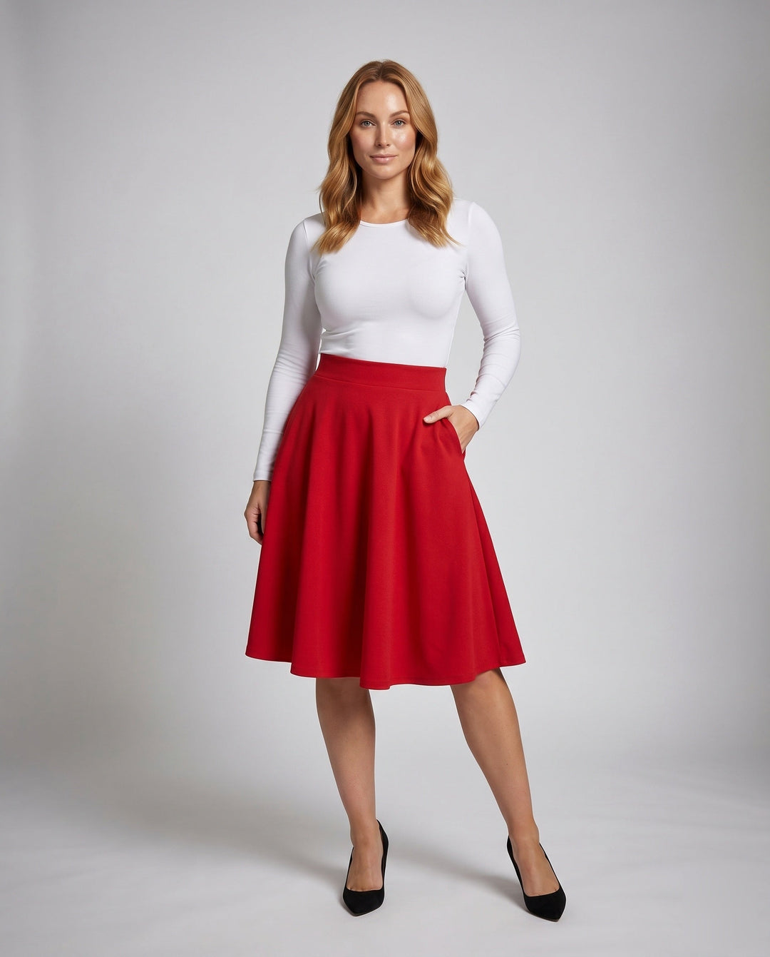 Women's A-Line Skirt with Classic Cut and Voluminous Fall