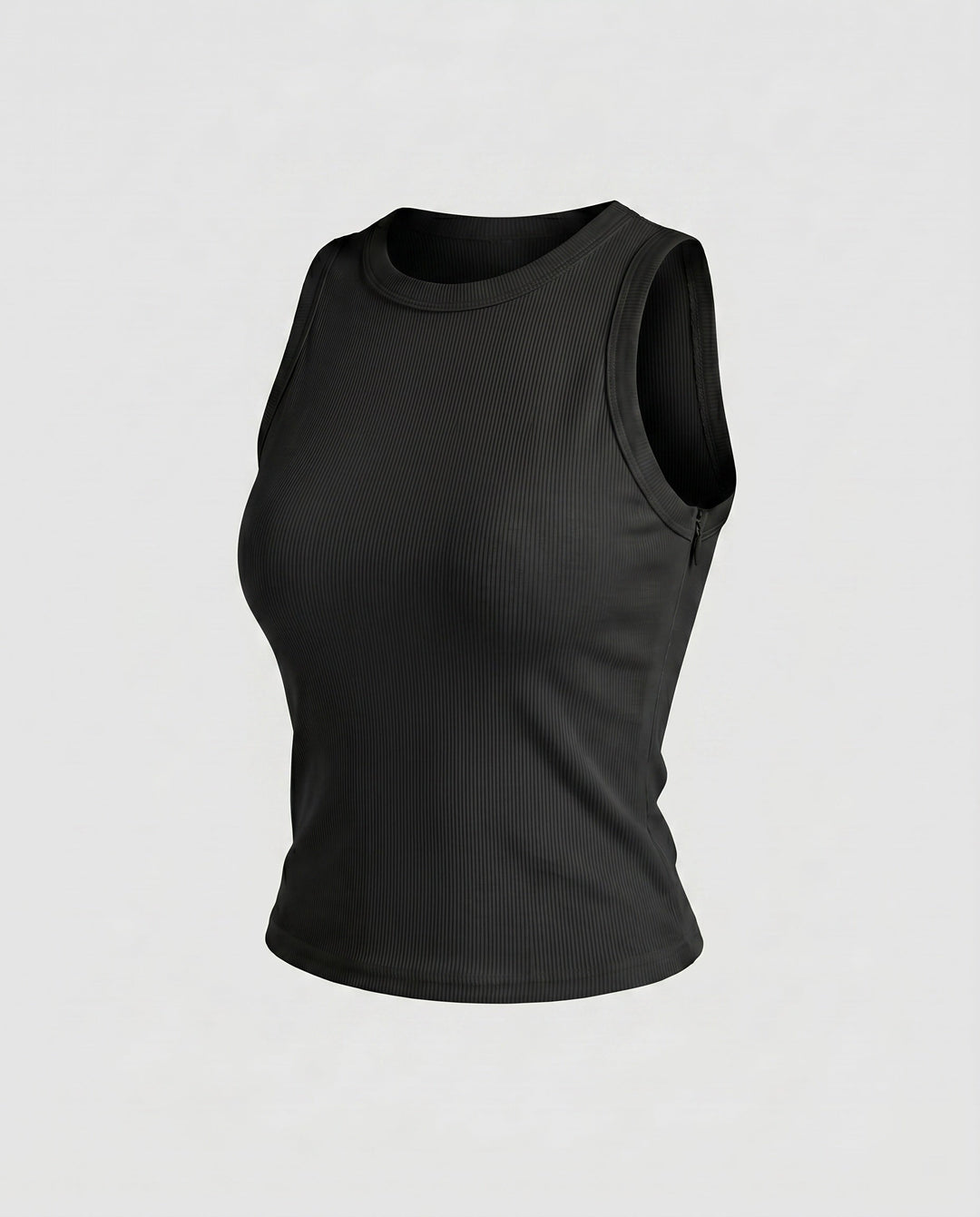 Women's Sleeveless Crop Top with Textured Fabric and Figure-Hugging Cut