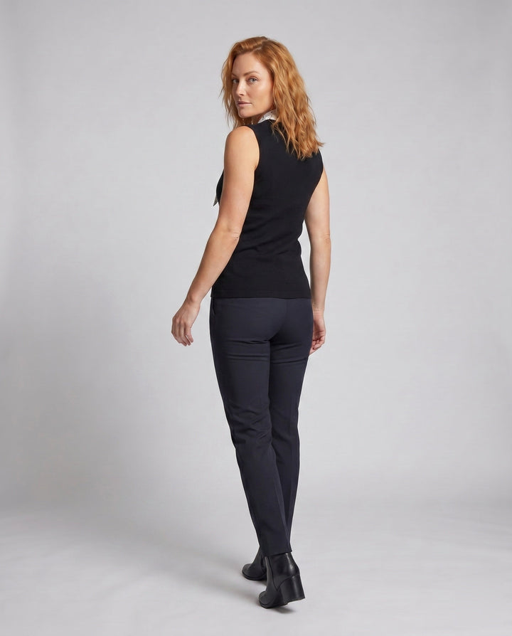 Women's Sleeveless Top with Decorative Bow Collar, view 4 - Elena Harper