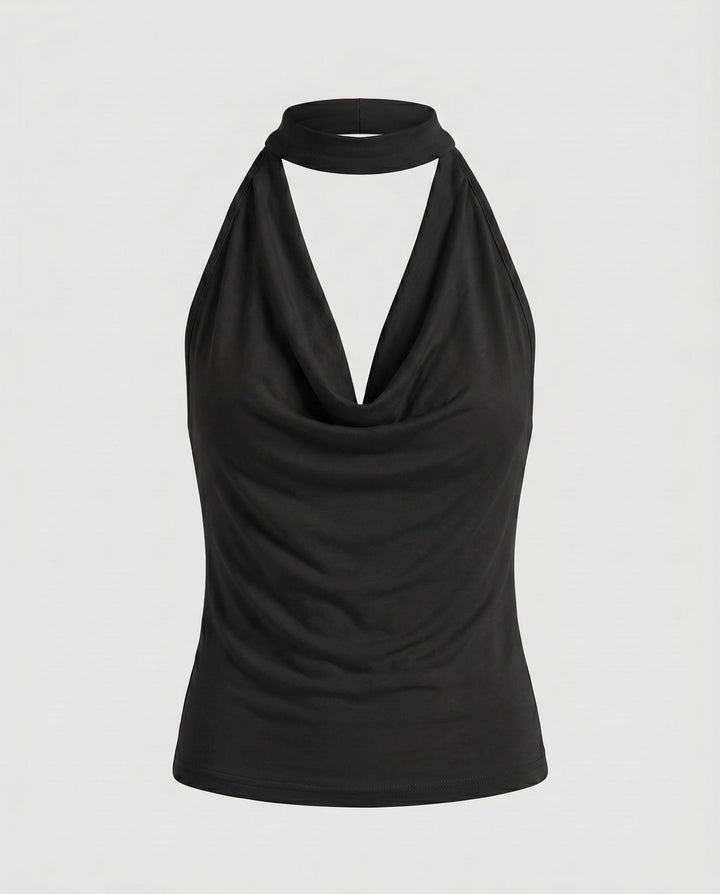 Women's Sleeveless Top with Elegant Draping and Chic Back Detail, view 3 - Elena Harper