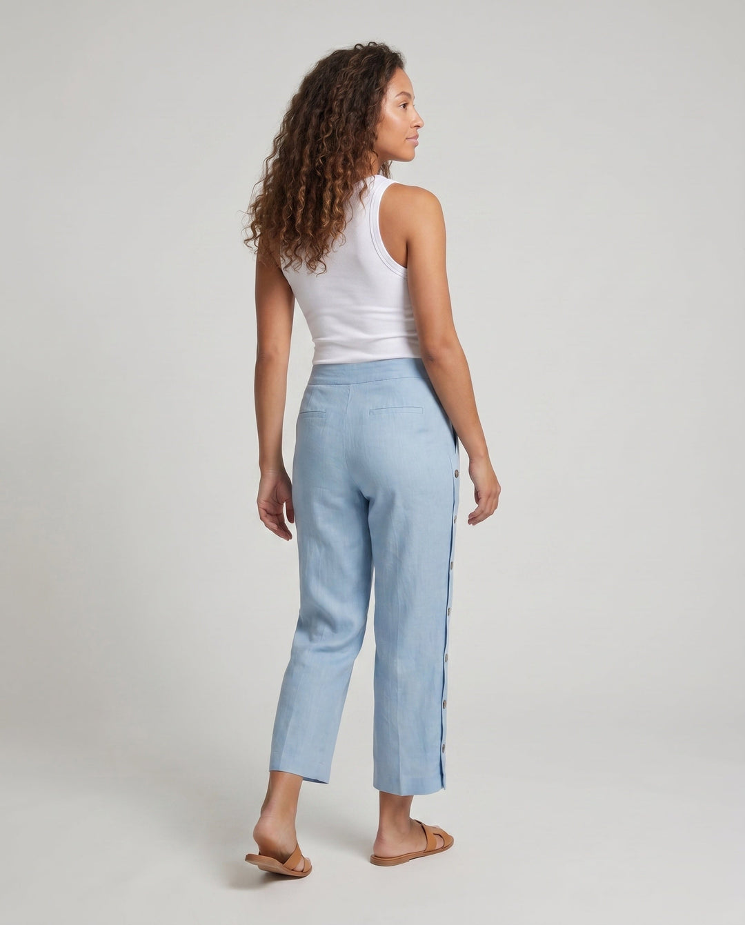 Women's Comfortable Summer Pants with Side Button Details EB