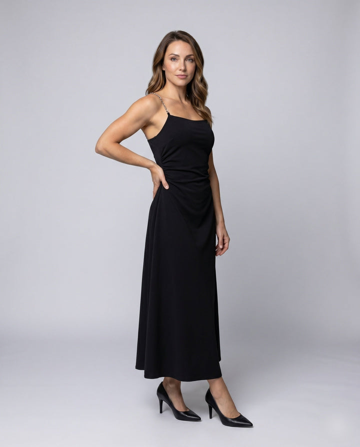 Women’s Evening Dress with Slim Straps and Elegant Details