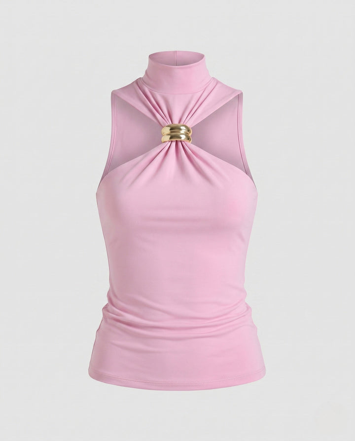 Women's Sleeveless Top with Decorative Neckline EB, view 5 - Elena Harper