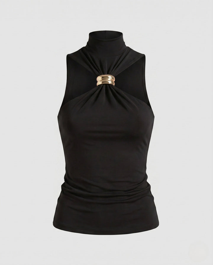 Women's Sleeveless Top with Decorative Neckline EB, view 7 - Elena Harper