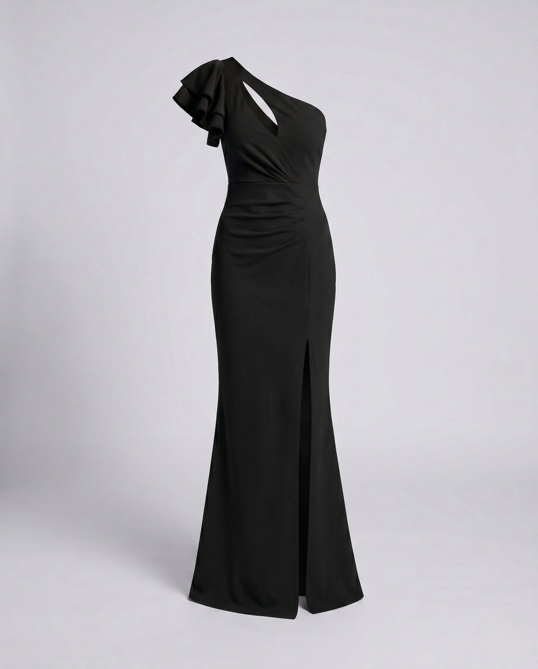 Women's Evening Dress with Impressive Ruffle and Sexy Slit EB