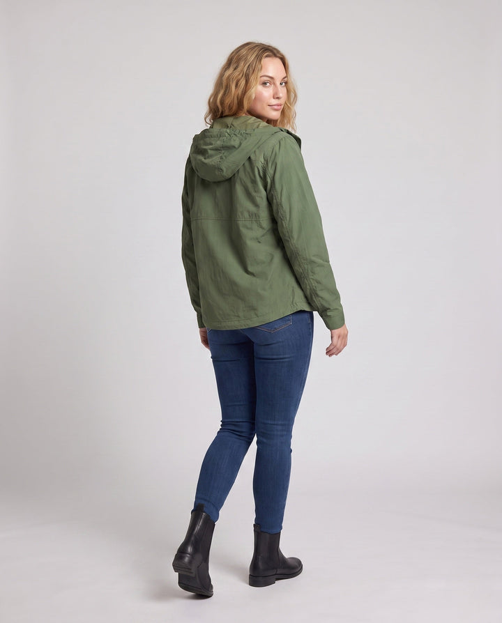 Women's Breathable Functional Jacket with Adjustable Hood and Practical Pocket Layout EB