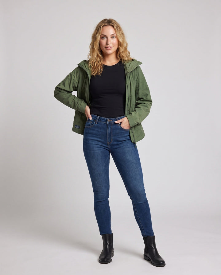 Women's Breathable Functional Jacket with Adjustable Hood and Practical Pocket Layout EB
