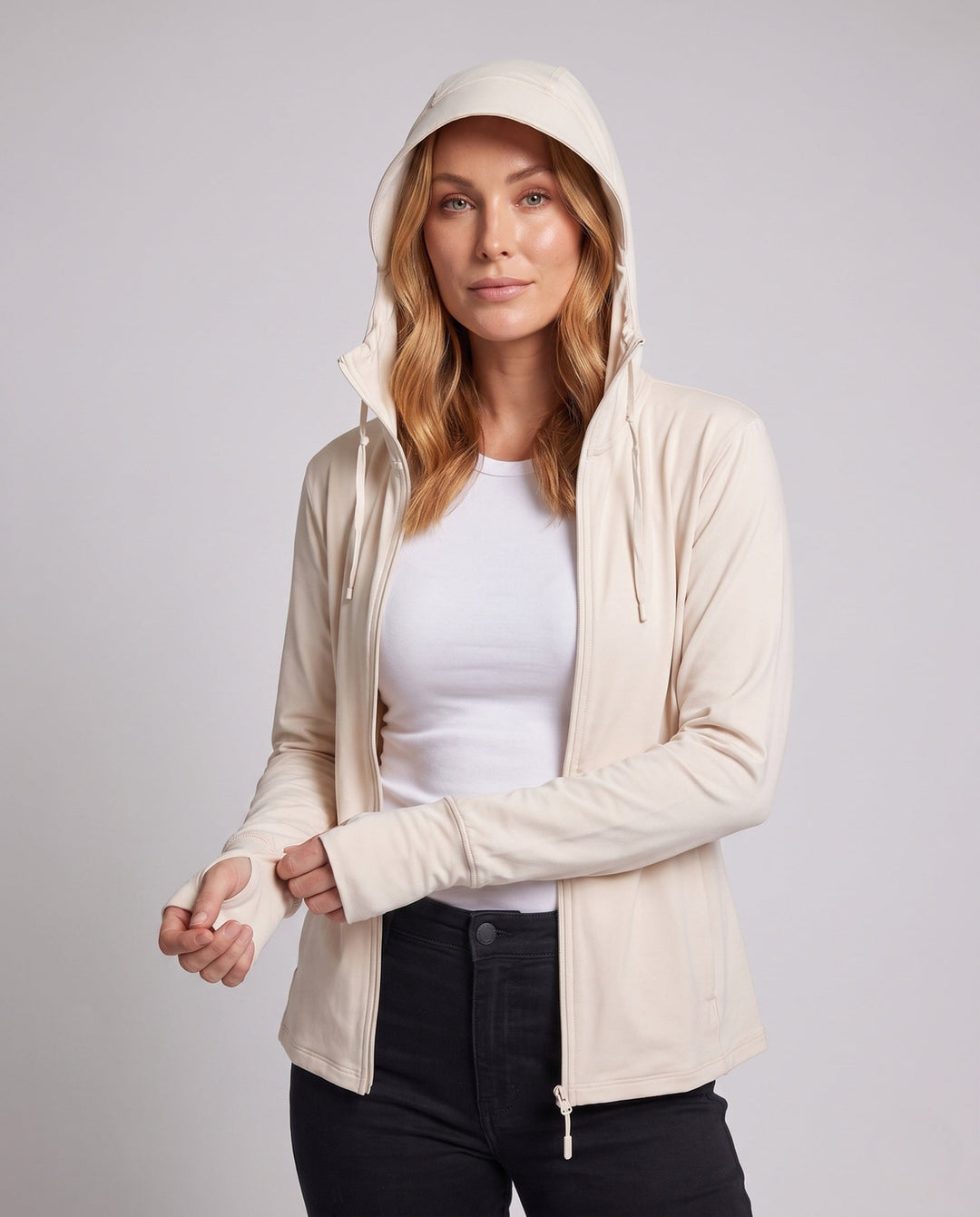 Ladies' Breathable Hooded Jacket with Practical Zipper EB