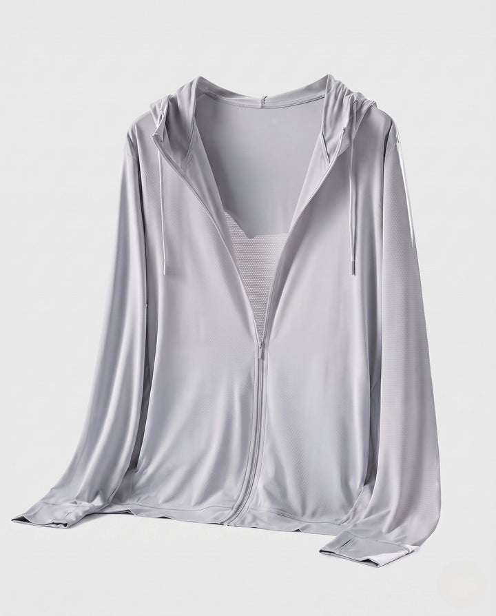 Women's Breathable Fitness Jacket with Hood and Full Zip R&B