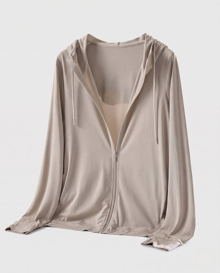 Women's Breathable Fitness Jacket with Hood and Full Zip R&B