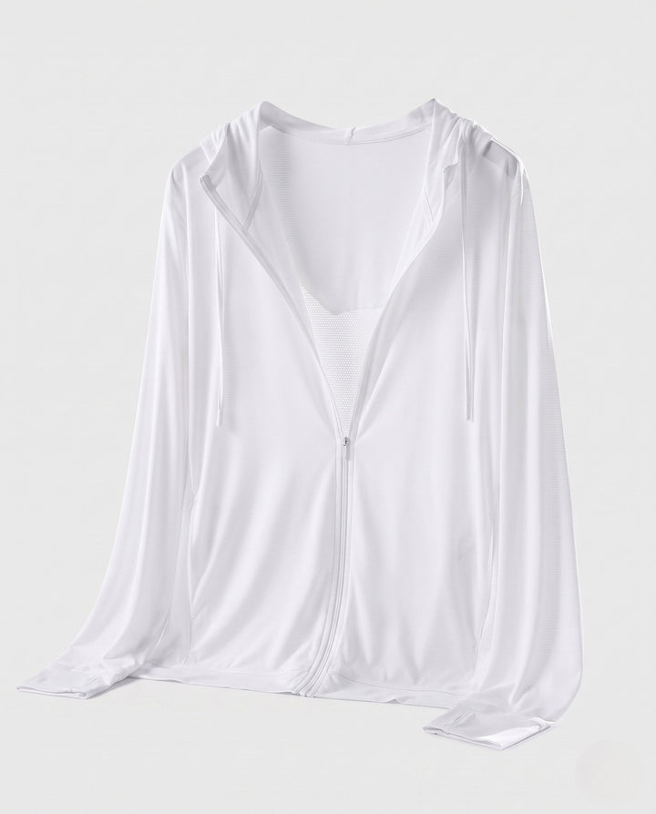 Women's Breathable Fitness Jacket with Hood and Full Zip R&B