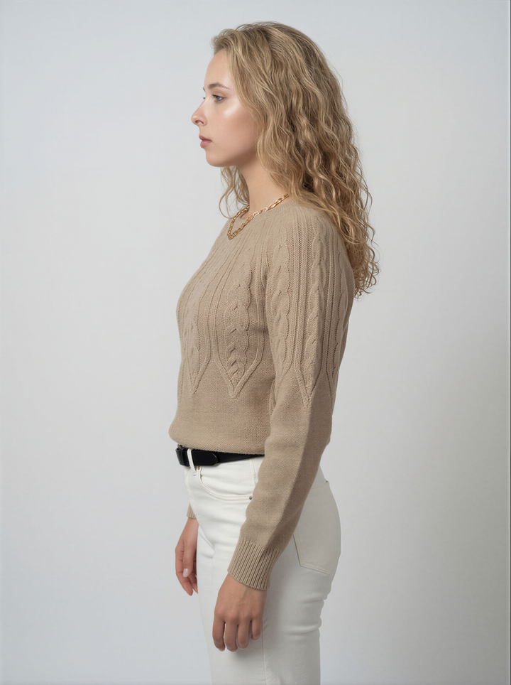Women's Pullover | Timeless Cable Knit with Round Neck