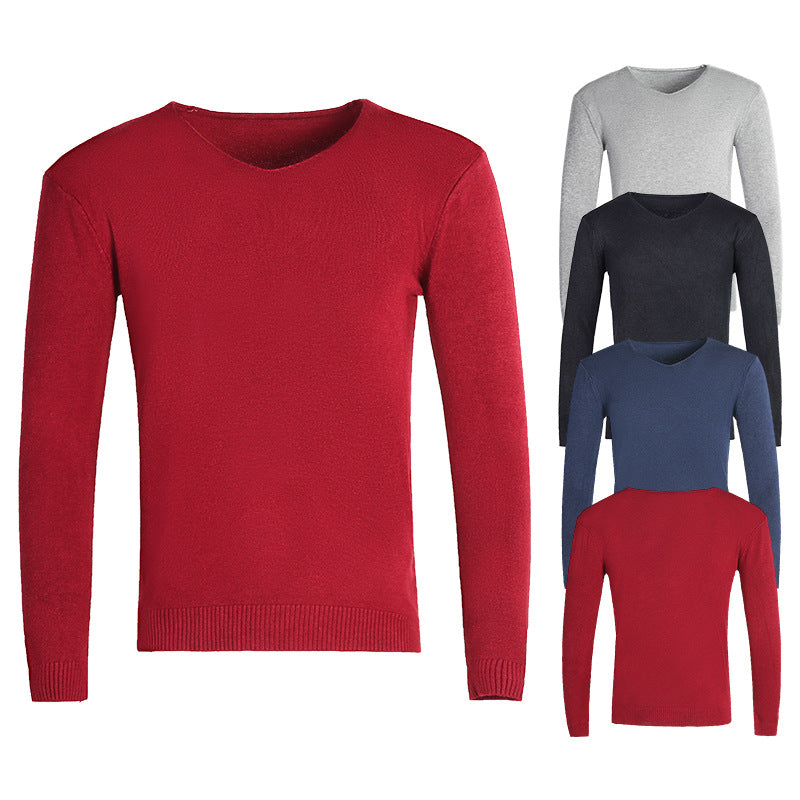 Men's Pullover | V-Neck & Ribbed Cuffs